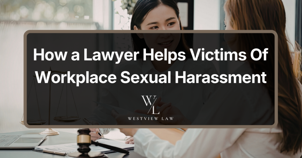 Workplace sexual harassment victim consulting with an employment lawyer