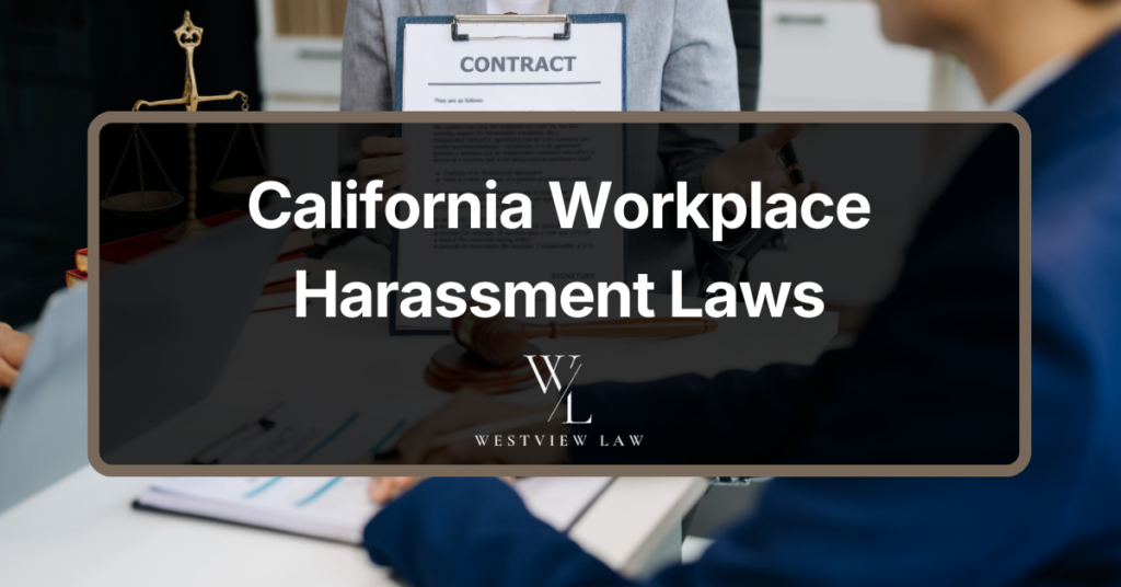Employee discussing California workplace harassment laws with an attorney