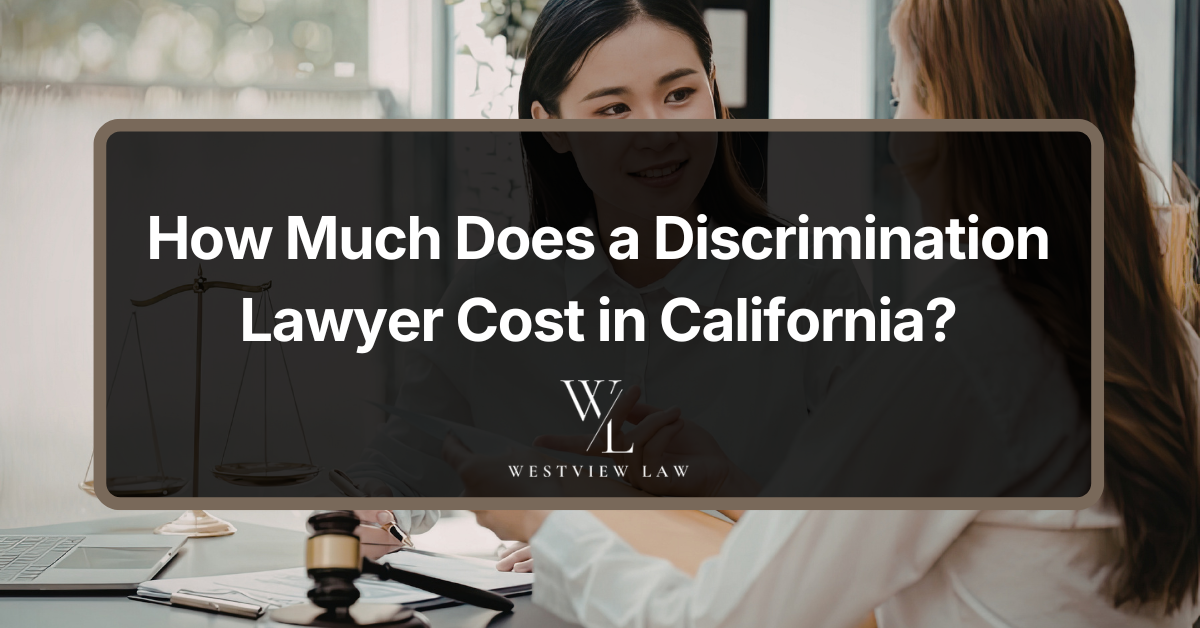 Client meeting discrimination lawyer in California office discussing legal fees
