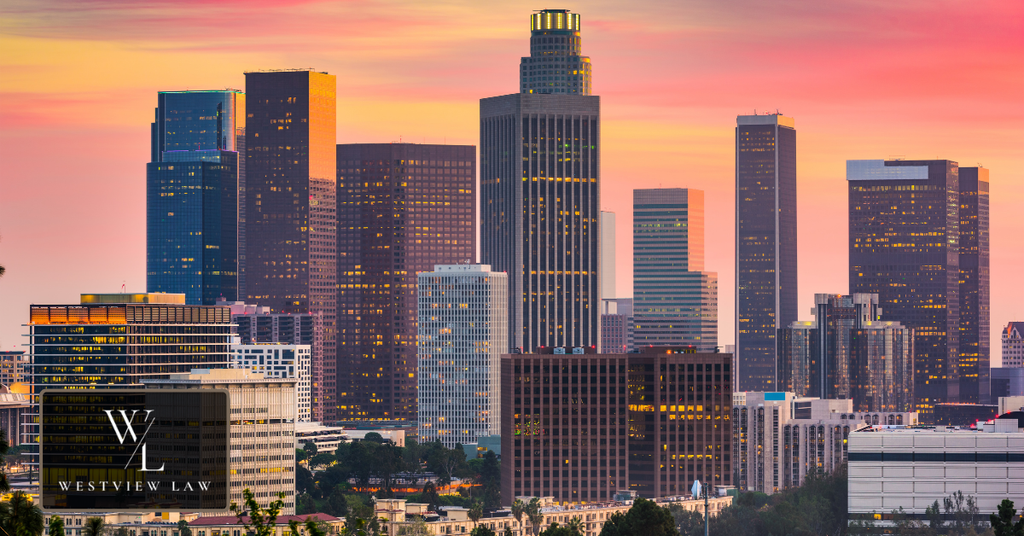 Downtown Los Angeles skyline at sunset representing California employment law and legal claims in Los Angeles.